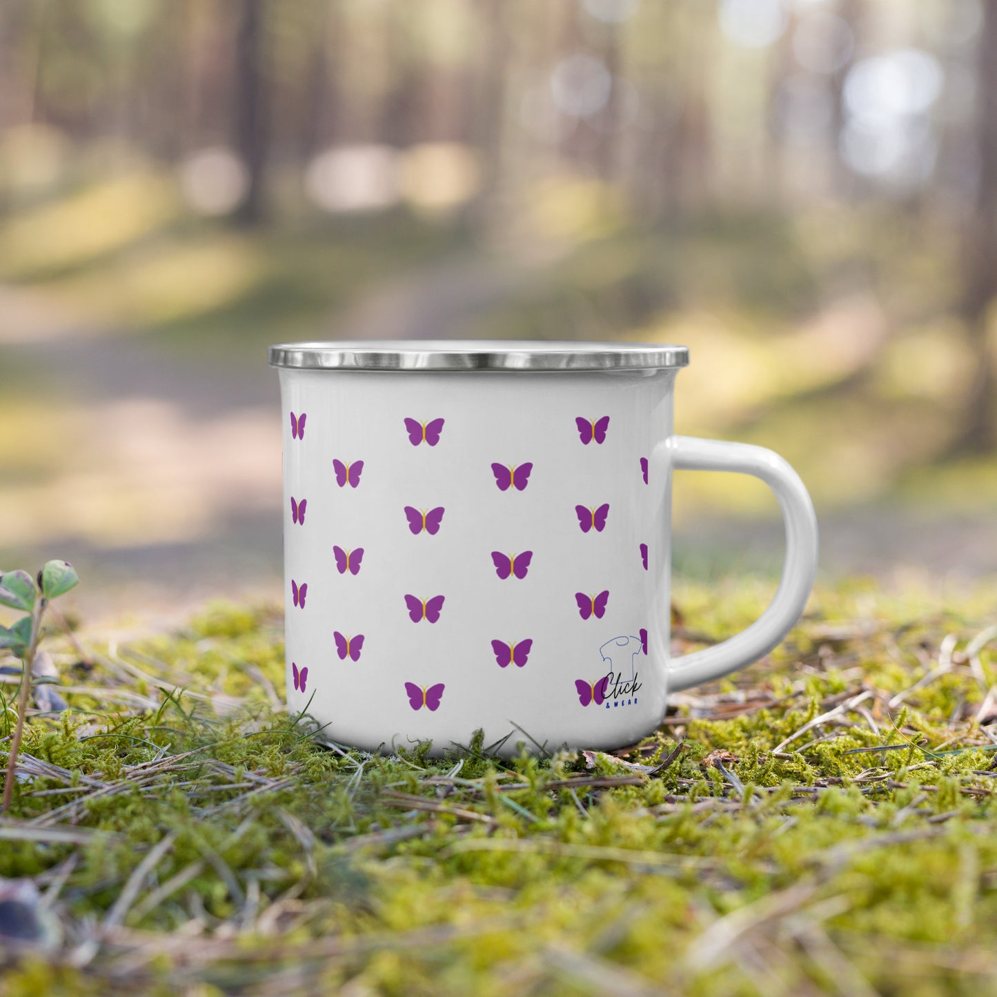 Taza esmaltada con Mariposas