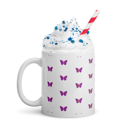 Taza blanca con Mariposas