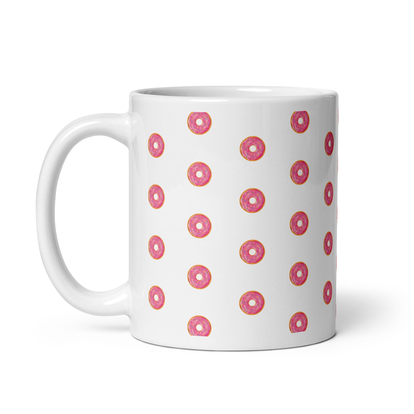 Taza blanca con donuts